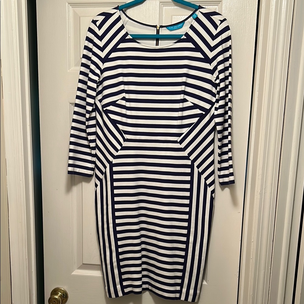 Tori Richard Black and White Sheath Dress with Sailor Collar